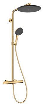 Душевая система Hansgrohe Raindance Alive S Puro 300 1jet Ecostat Element 24592990 с термостатом (золото) 987207 фото