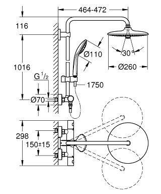 Душевая система Grohe Euphoria System 260 27296002 с термостатом (хром) 163083 фото
