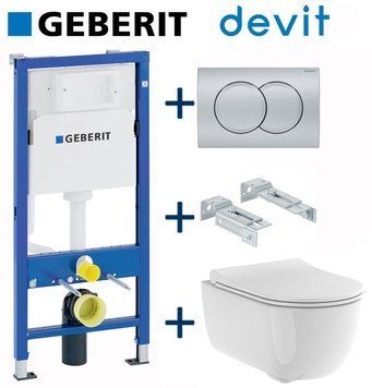 Комплект інсталяції Geberit Duofix 458.103.00.1+115.107.46.1 з унітазом Devit Devit Art 2.0 3020140 Clean Pro з сидінням soft-close 743579 фото