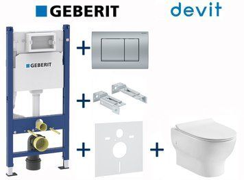 Комплект інсталяції Geberit Duofix 458.126.00.1+115.137.46.1 з унітазом Devit Fresh 3120121 з сидінням Slim soft close quickfix 724376 фото