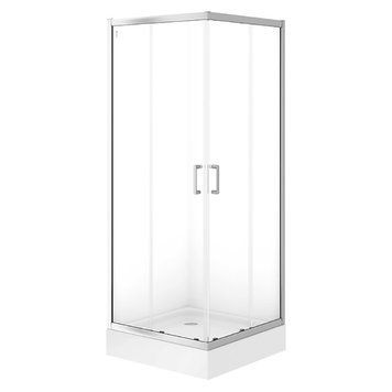 Душевая кабина Cersanit Brasco 90x90 (S168-006) профиль хром/стекло прозрачное + поддон S204-012 986670 фото