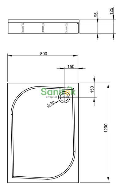 Душевой поддон Radaway Paros D 120x80 (MBD8012-03-1) 26841 фото