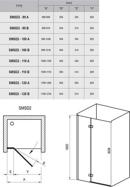 Душевая дверь Ravak SmartLine SMSD2-120 A-R (0SPGAA00Z1) хромированный профиль/стекло Transparent (правая) 151759 фото