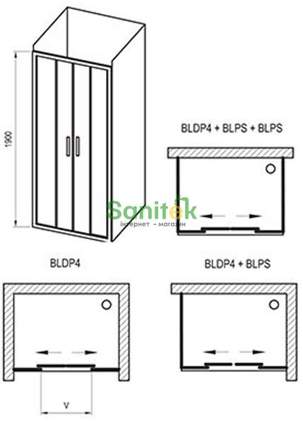 Душові двері Ravak Blix BLDP4-200 (0YVK0U00Z1) сатиновий профіль/скло Transparent 151699 фото