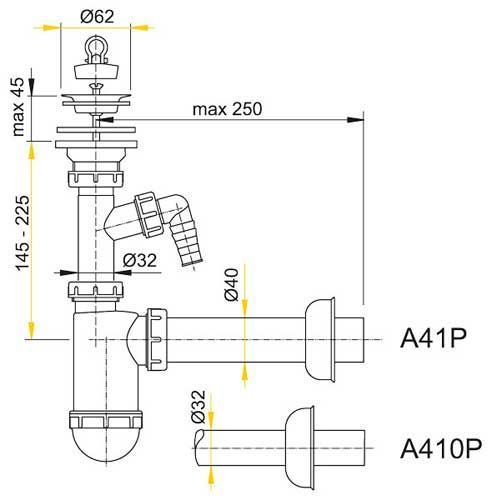Сифон для умывальника Alcaplast A410P 72344 фото