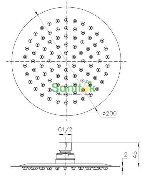 Верхний душ Imprese S200SS2 (200 мм) сталь 137181 фото