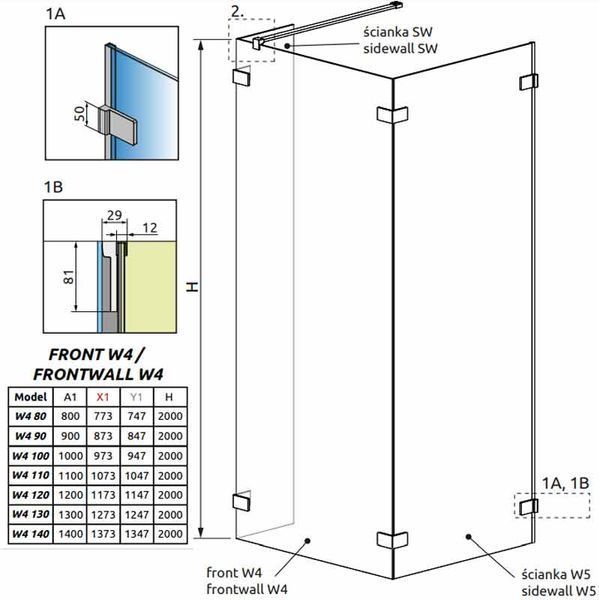 Душевая кабина Radaway Euphoria Walk-In IV 100x90 (383142-01-01+383151-01-01+383160-01-01) профиль хром/стекло прозрачное 271913 фото