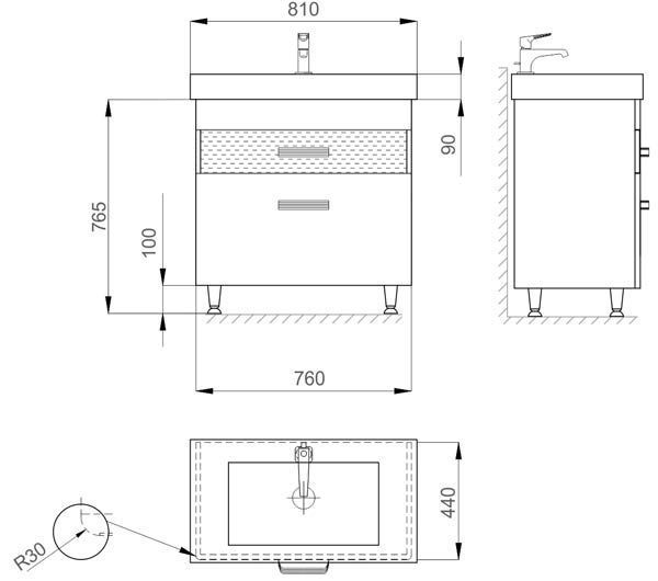 Тумба с умывальником Sanwerk Sierra 80 (MV0000450) белая 138022 фото