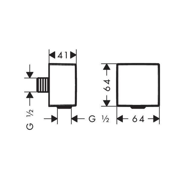 Подключение для душевого шланга Hansgrohe FixFit Square 26455670 (чёрный матовый) 304734 фото