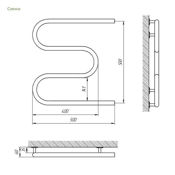 Полотенцесушитель Laris Змеевик 25 PC3 500х500 3/4" (71207172) 149957 фото
