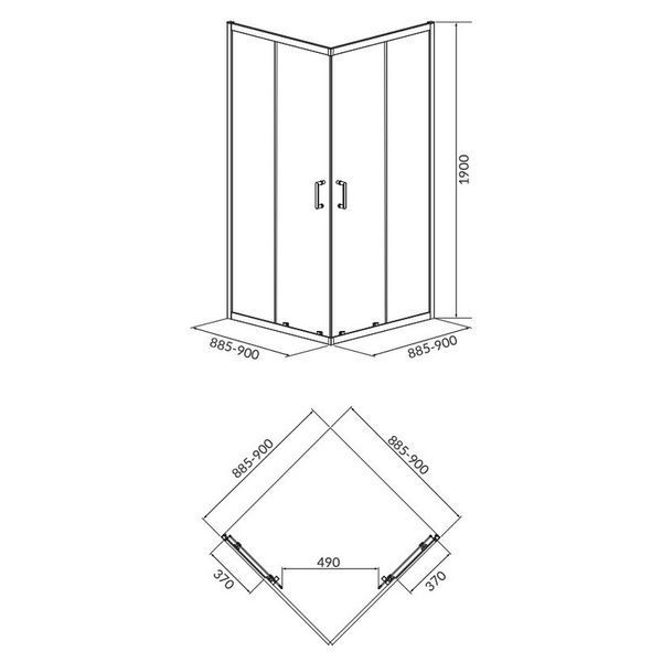 Душова кабіна Cersanit Brasco 90x90 (S168-006) профіль хром/скло прозоре + піддон S204-012 986670 фото