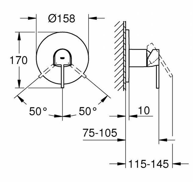 Смеситель для душа Grohe Plus 24059003 скрытого монтажа (хром) 278759 фото