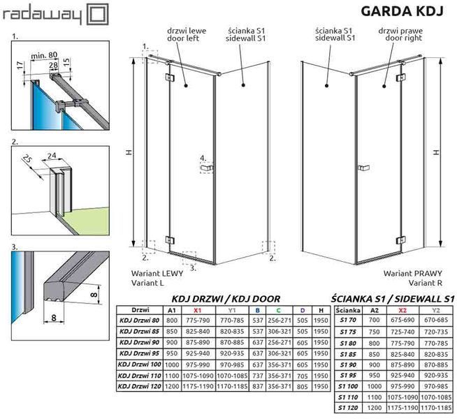 Боковая стенка Radaway Garda S1 110 (1070110-01-01) профиль хром/стекло прозрачное 990056 фото