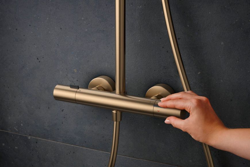 Душевая система Hansgrohe Pulsify S Puro Showerpipe 260 1jet Ecostat Fine 24222140 с термостатом (бронза матовая) 952224 фото