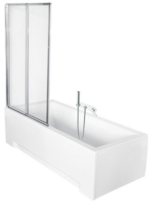 Шторка для ванни Besco Ambition premium 2 80,5x140 (PAP-2S) профіль хром/скло прозоре 371238 фото