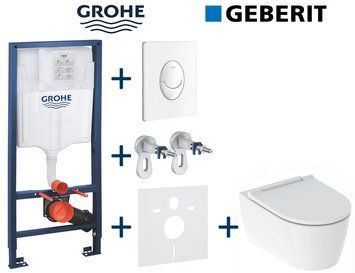 Комплект инсталляции Grohe Rapid SL 38722001 с унитазом Geberit One Rimless 500.201.01.1 с сиденьем Duroplast SoftClose 723615 фото