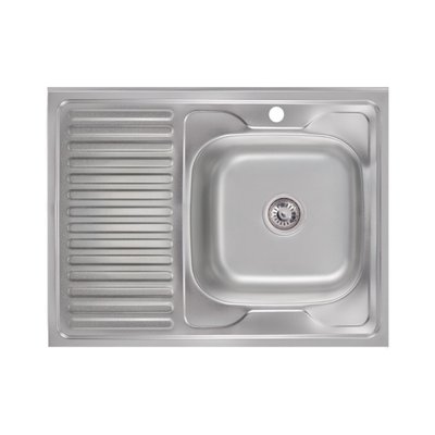 Кухонна мийка Lidz 6080-R Satin 0,6 мм (LIDZ6080R06SAT) накладна права 374519 фото