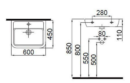 Умивальник Idevit Halley 60x45 см (3201-0455) 167034 фото