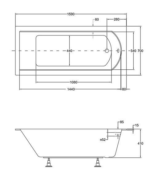 Ванна акрилова Besco Shea Slim 160x70 (WAS-160-SL) без ніжок 417984 фото