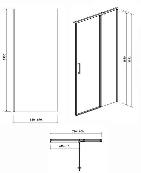 Душевая кабина Cersanit Moduo 80x90 (S162-004+S162-008) хромированный профиль/стекло прозрачное правая 547301 фото