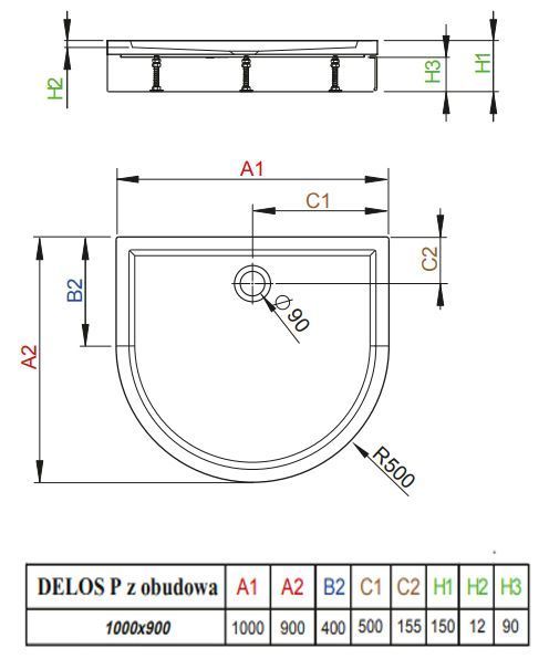 Душовий піддон Radaway Delos P 100x90 (4Z19150-03N) 208829 фото