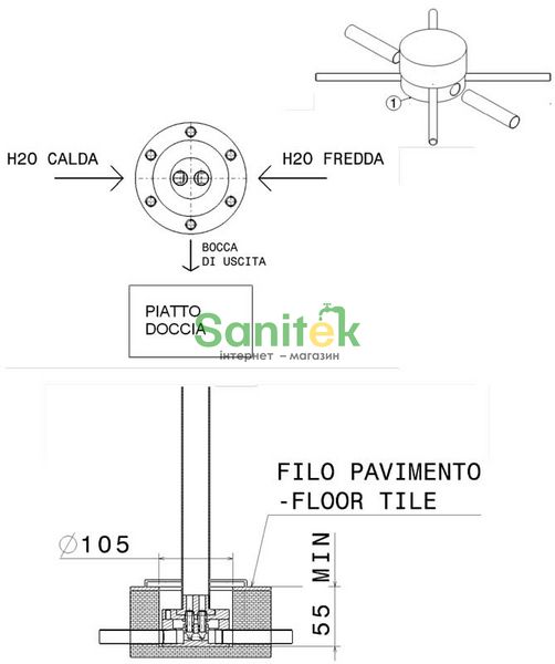 Душова система Flaminia One 112086 окремостояча (хром) 264819 фото