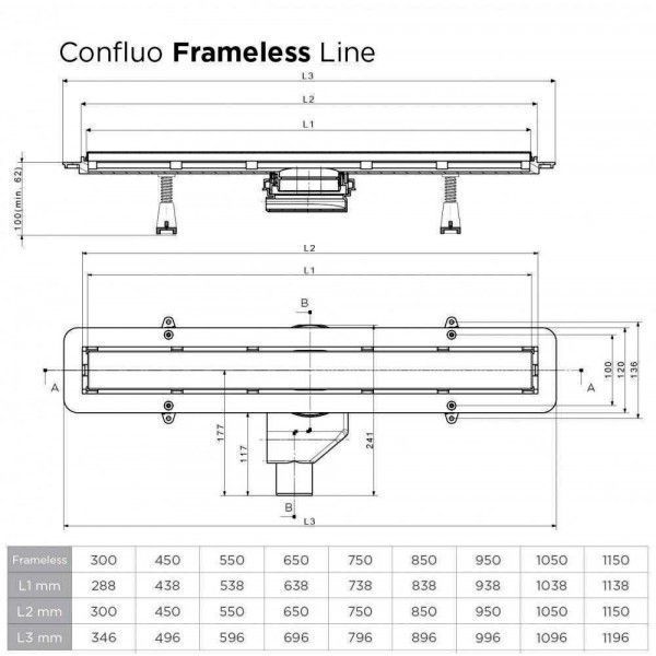 Душевой трап Pestan Confluo Frameless Line 750 (13701321) с решёткой Классик под плитку (черный матовый) 417086 фото
