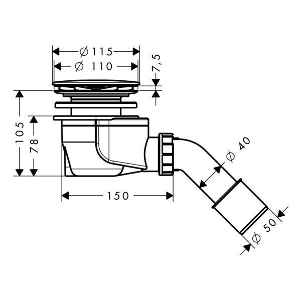 Сифон для душового піддону Hansgrohe Staro &lsquo;90 60056000 91679 фото