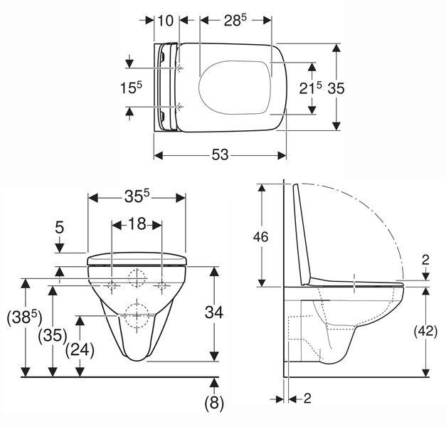 Унитаз подвесной Geberit Selnova Square Rimfree 501.961.00.1 с сиденьем Duroplast Soft Close 545245 фото