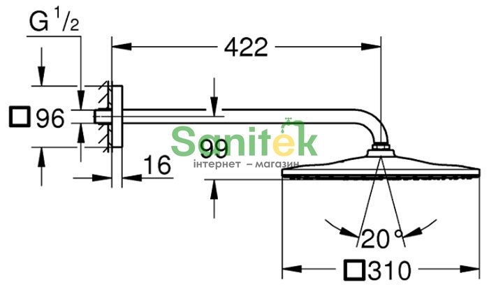 Душова система Grohe Eurocube UA2406200L (24062000+35600000+26563000+26405000) хром 382845 фото