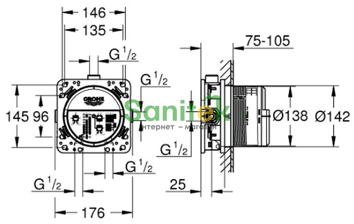 Душова система Grohe Eurocube UA2406200L (24062000+35600000+26563000+26405000) хром 382845 фото