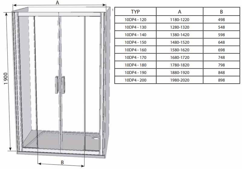 Душові двері Ravak 10&deg; 10DP4-200 (0ZKK0U00Z1) сатиновий профіль/прозоре скло 163862 фото