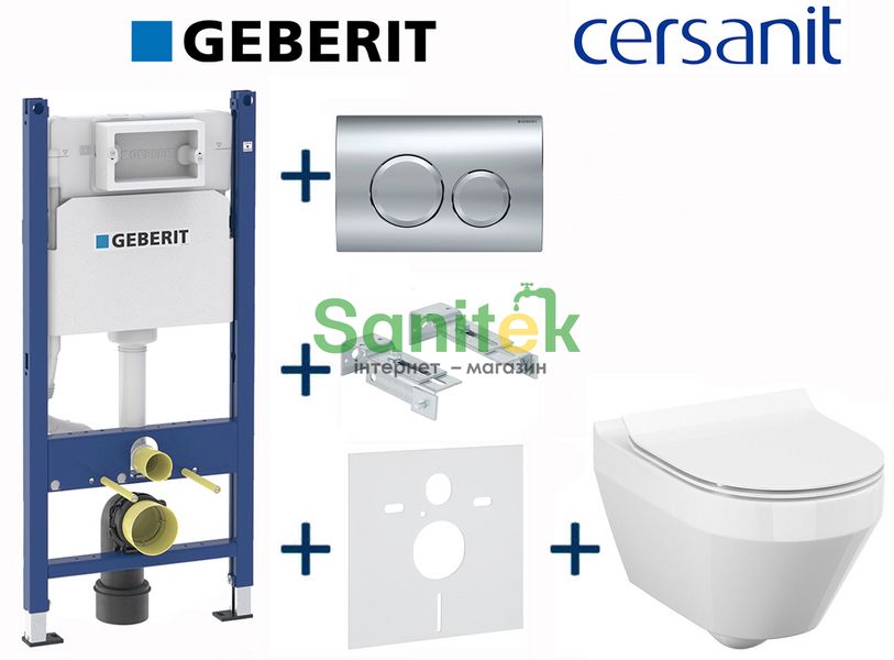Комплект інсталяції Geberit Duofix 458.126.00.1+115.127.21.1 з унітазом Cersanit Crea Clean On з сидінням Soft Closing 696923 фото