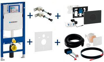Инсталляция для унитаза Geberit Duofix Sigma 111.300.00.5 5в1 (клавиша Sigma 10 бесконтактная электронная 230 В чёрный/чёрный матовый) 693239 фото