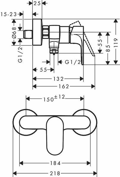 Змішувач для душу Hansgrohe Rebris S 72640670 (чорний матовий) 546765 фото