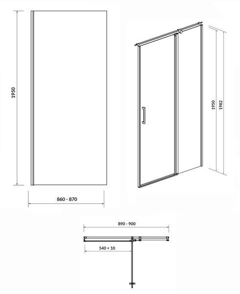 Душова кабіна Cersanit Moduo 90x90 (S162-006+S162-008) хромований профіль/скло прозоре права 547303 фото
