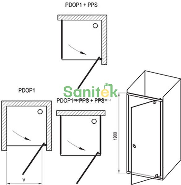 Душові двері Ravak Pivot PDOP1-80 (03G40C00Z1) полірований профіль/скло Transparent 151753 фото