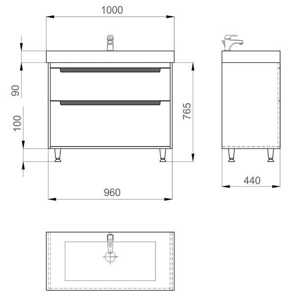 Тумба с умывальником Sanwerk Greta 100 (MV0000302) белая 137981 фото