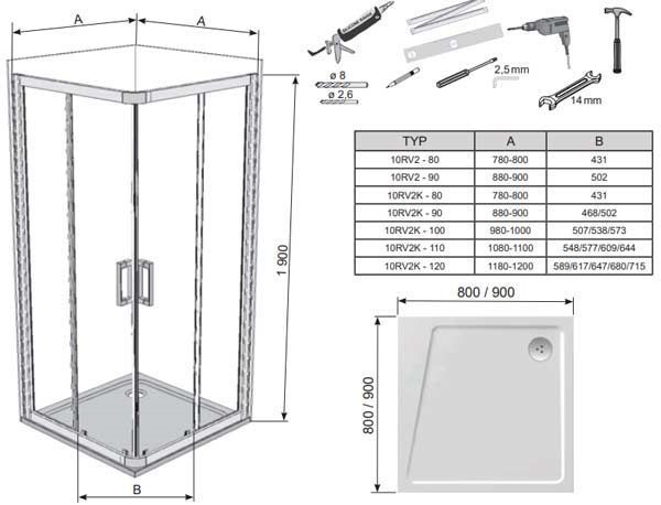 Душова кабіна Ravak 10&deg; 10RV2-80x80 (1ZI40C00Z1) поли-й алю-й/прозоре скло 163870 фото
