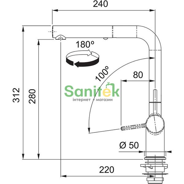 Смеситель для кухни Franke Active L (115.0653.384) с душем оникс 547121 фото