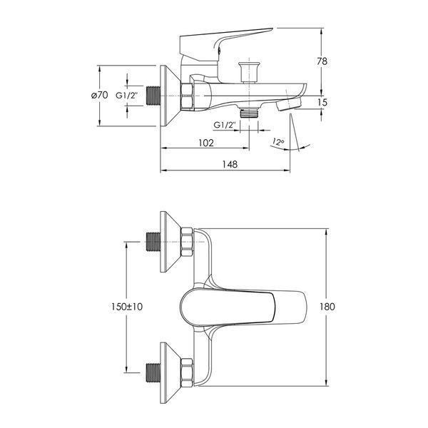 Змішувач для ванни Imprese Modus f04008201MD (хром) 723770 фото