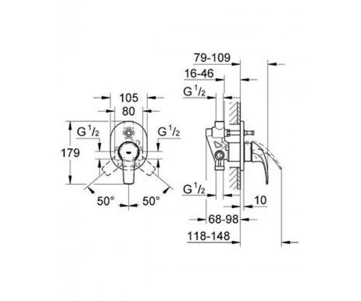 Душевая система Grohe Bau Curve UA290430UR (27541001+29043000+28576000+26406001) 491230 фото