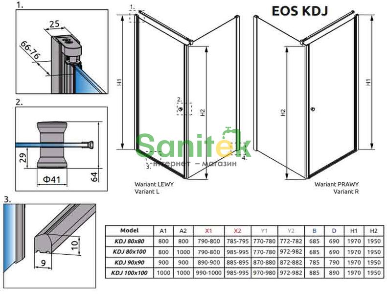 Душова кабіна Radaway Eos KDJ 90x90 L (37503-01-01NL) профіль хром/скло прозоре 209209 фото