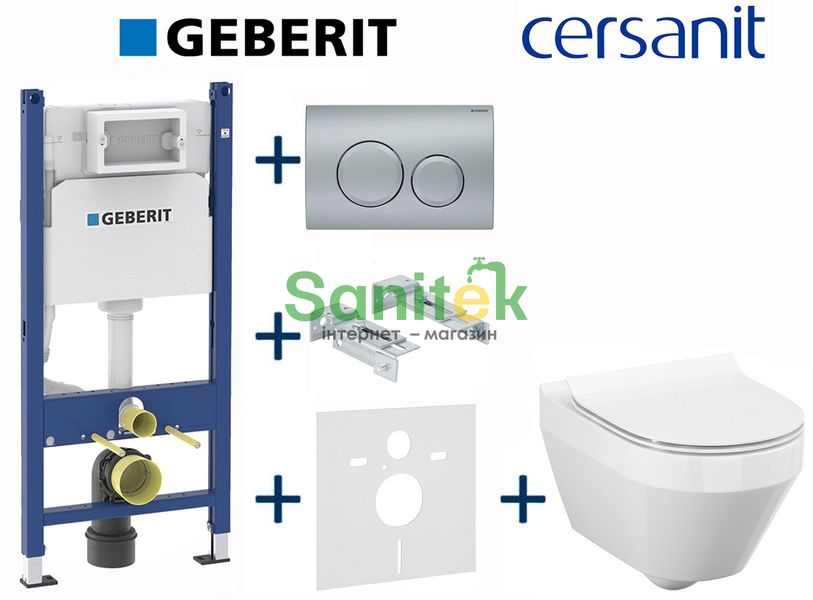 Комплект інсталяції Geberit Duofix 458.126.00.1+115.127.46.1 з унітазом Cersanit Crea Clean On з сидінням Soft Closing 696924 фото