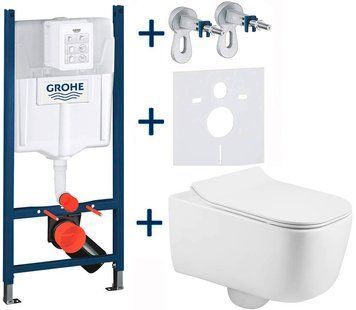Комплект інсталяції Grohe Rapid SL 3884000G з унітазом Volle Hippo Rimless 13-44-202 з сидінням Slim slow-closing 436104 фото