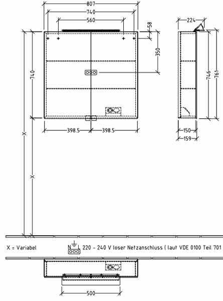 Дзеркало для ванної кімнати Villeroy & Boch My View One 80х81см A4398000 з підсвічуванням (біле) 138579 фото