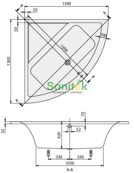 Ванна акриловая Villeroy&Boch Subway 130x130 (UBA130SUB3V-96) ярко-белый 152863 фото