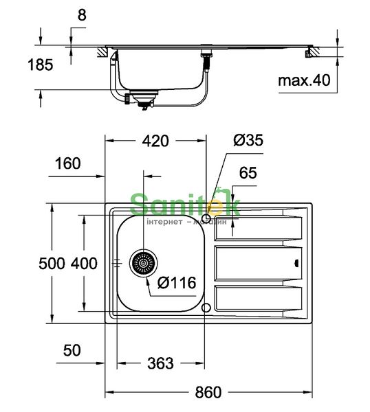 Кухонна мийка Grohe K400 86x50 (31566SD0) + змішувач для кухні Grohe Concetto 32663001 (31570SD0) 240533 фото