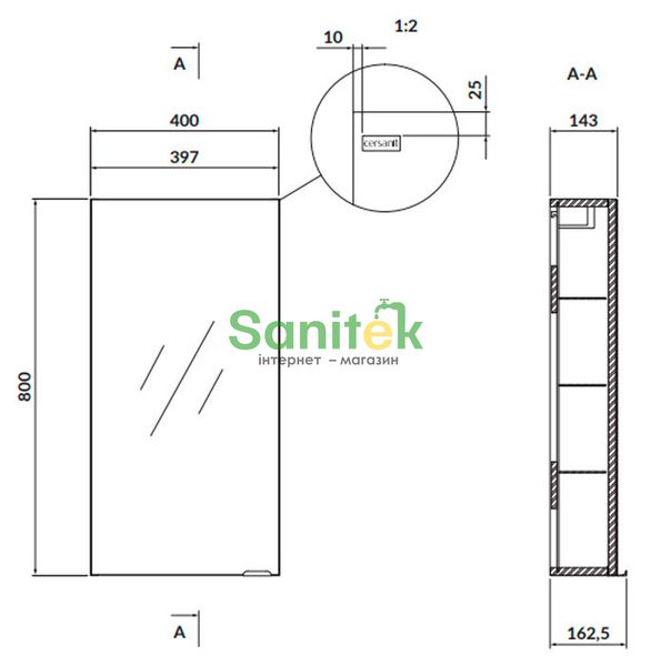 Зеркало для ванной комнаты Cersanit Larga 40 (белое) 695150 фото