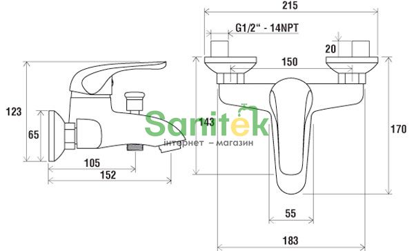 Змішувач для ванни Ravak Rosa RS 022.00/150 X070011 (хром) 6914 фото